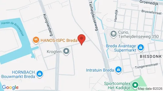 Bedrijfsruimtes for rent i Breda - kort over placeringen