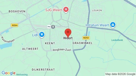 Winkels for rent i Weert - kort over placeringen