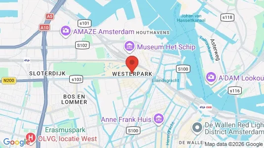Winkels for rent i Amsterdam Westerpark - kort over placeringen