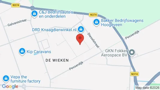 Producties for rent i Hoogeveen - kort over placeringen