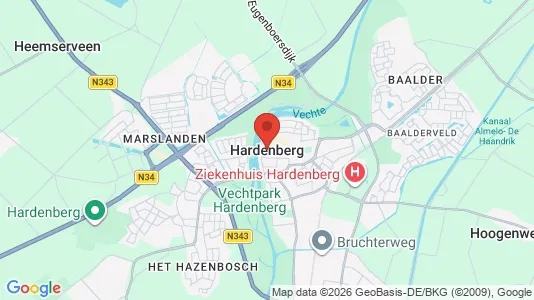Bedrijfsruimtes for rent i Hardenberg - kort over placeringen